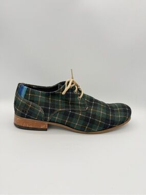 John Fluevog Radio CBC Evergreen Plaid Derby Shoes Lace Up Academia 8